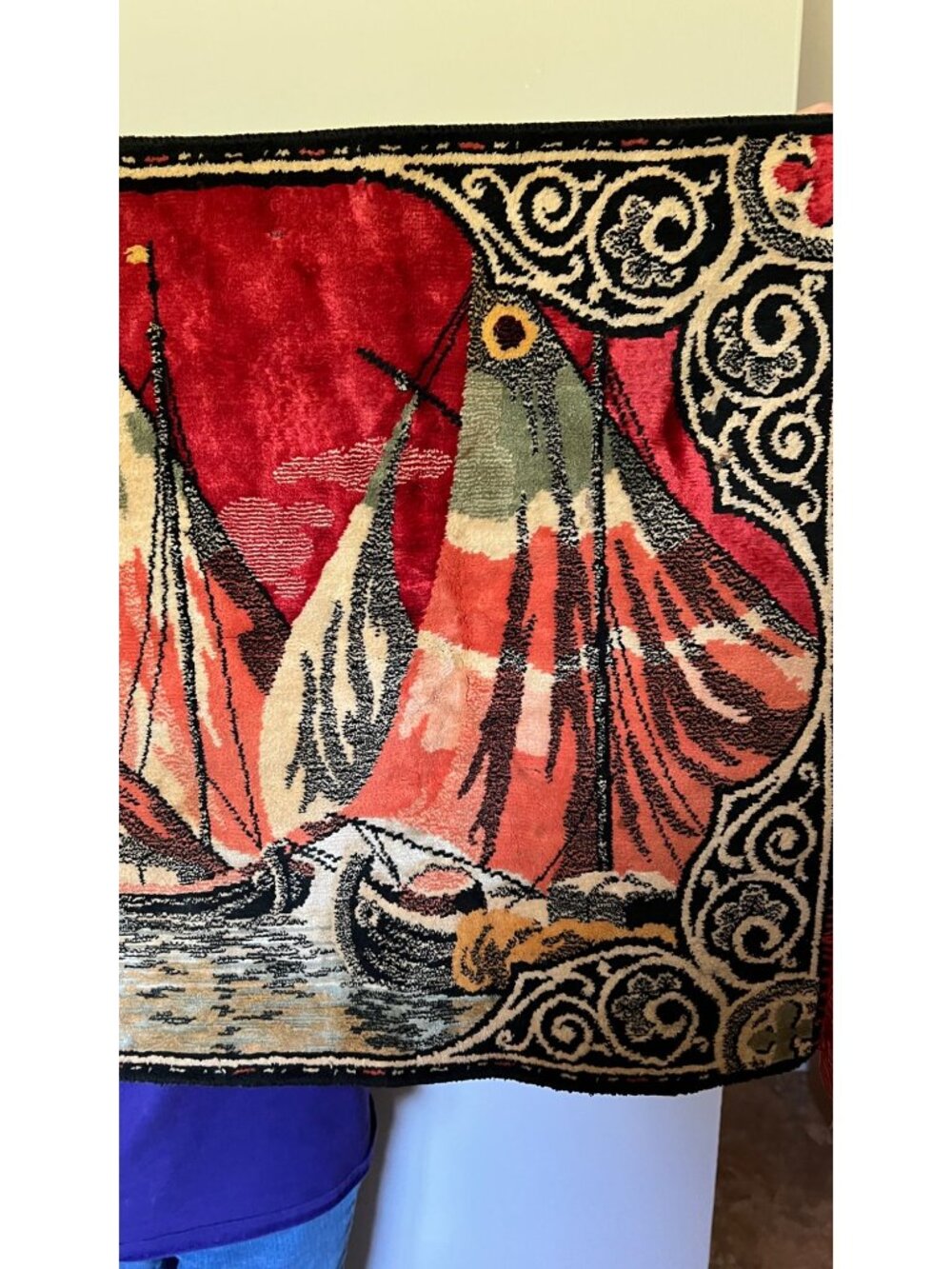 Venice-Inspired Vintage Woven Wall Tapestry With Bold Vibrant Colors - Picture 5 of 6